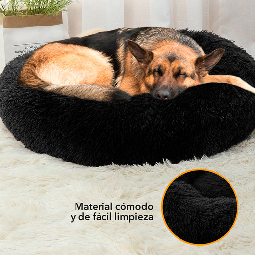 Cama Mascotas Antiestres Circular Felpa XL Gris