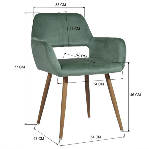 Silla Comedor Sitial Cromwell Terciopelo Verde