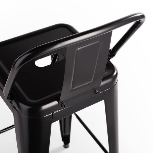 Pack 4 Piso Taburete Tolix Con Respaldo Negro