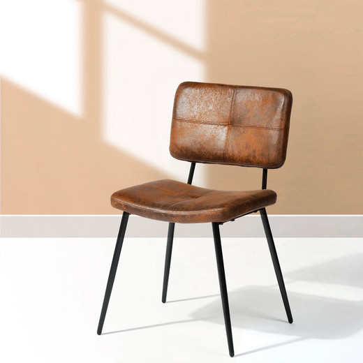 Pack 2 Silla Comedor  Karomi Vintage PU Café
