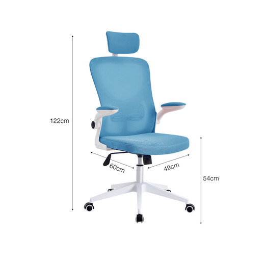 Silla de Oficina con Reposa Brazos y Cabeza Azul