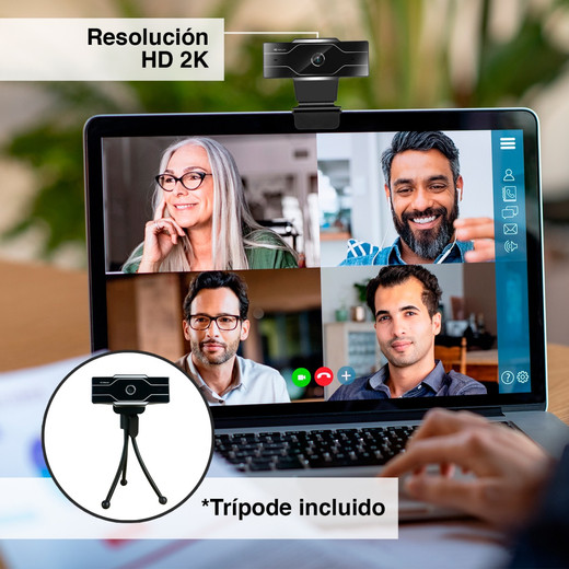 Cámara Web de 2560P 2K con Trípode Beacon Negro