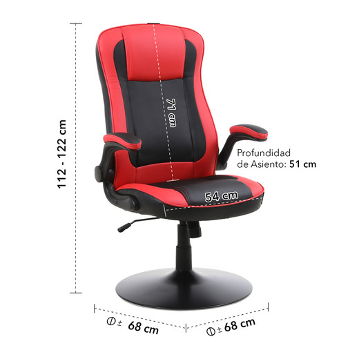 Silla Gamer con Base de Metal Rojo