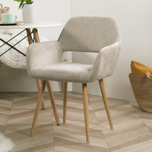 Silla Comedor Sitial Cromwell Tela Beige