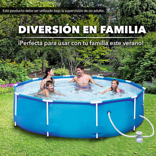 Piscina con Filtro 6125 L 76x360 cm Celeste