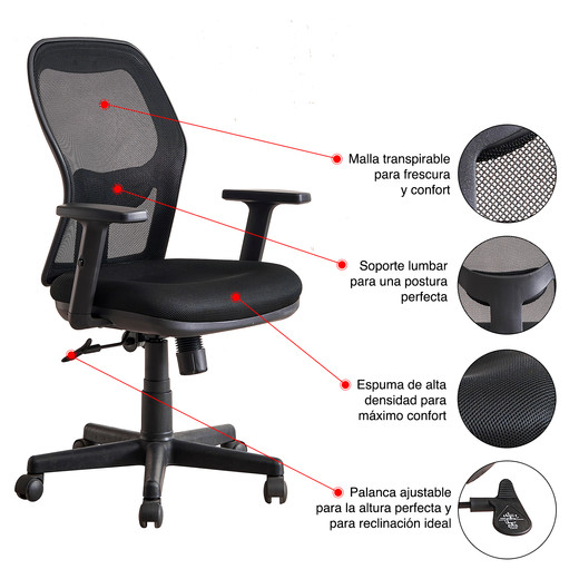 Silla de Oficina Form Elite - Negro
