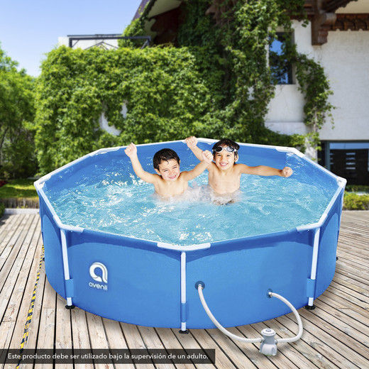 Piscina con Filtro 4383 L 76x300 cm Celeste