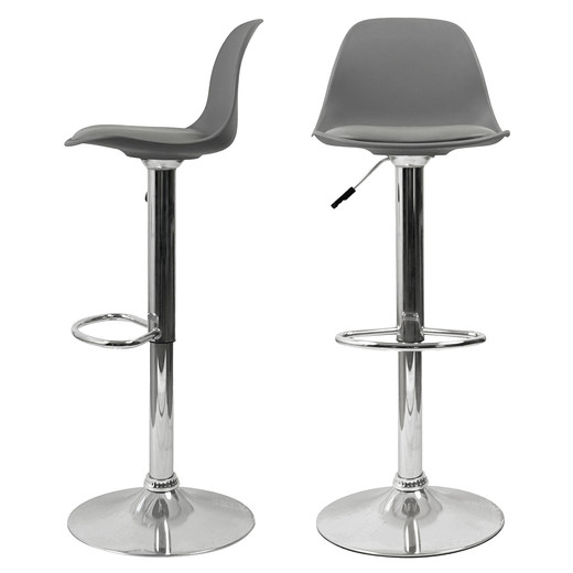 Pack 2 Sillas Altas Bar Taburete Orlando-T Gris