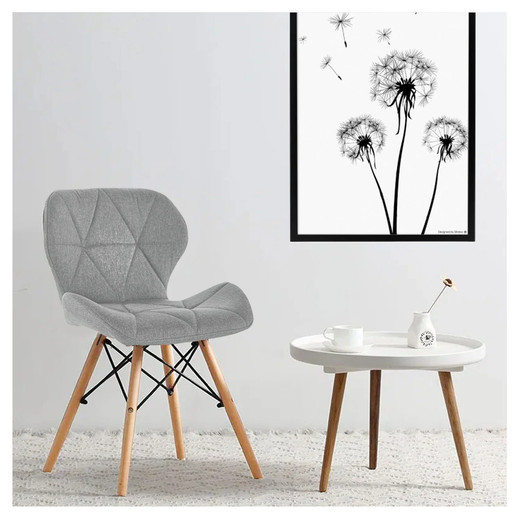 Pack 4 Sillas Eames Acolchada Tela Lino Gris