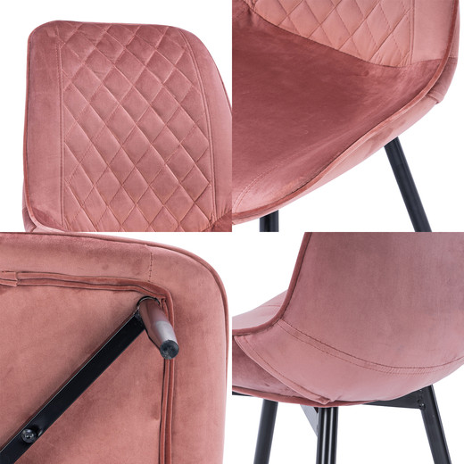 Pack 2 Sillas de Comedor de Terciopelo Rosado