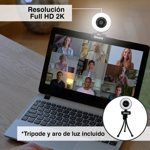Web Cam Tik Tok 2560P 2K Aro de Luz y Trípode Beacon Negro