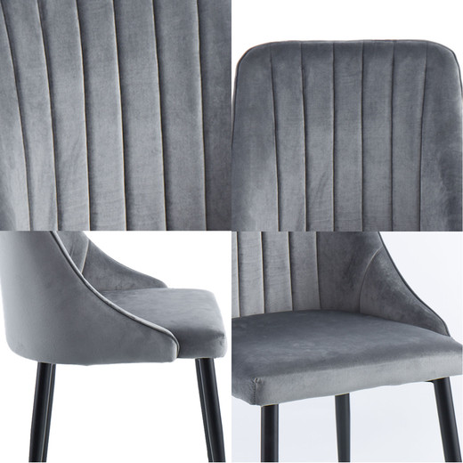 Pack 2 Sillas Comedor Terciopelo Giorgio Gris