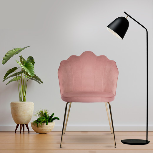 Pack 2 Sillas de Comedor de Terciopelo Rosa