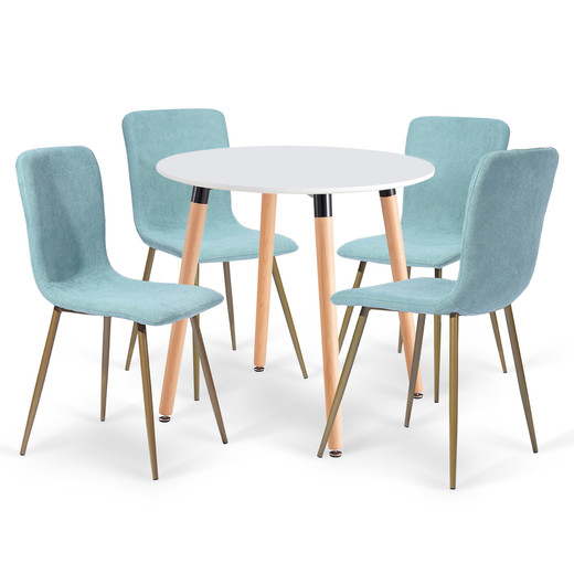 Comedor 4P Emily 80X74 + Sillas Gold Juliet Menta