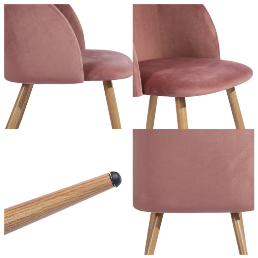 Pack 2 Sillas Comedor Lounge Terciopelo Rosa