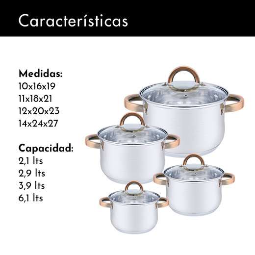 Set Baterías 8 Piezas Acero Inoxidable Berlín Gris
