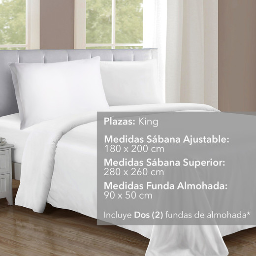 Juego de Sábanas de Microfibra King Size Blanco