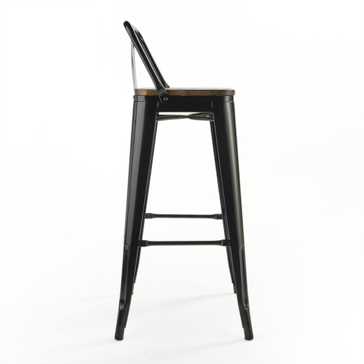Pack 4 Pisos de Bar Tolix Asiento de Madera Negro