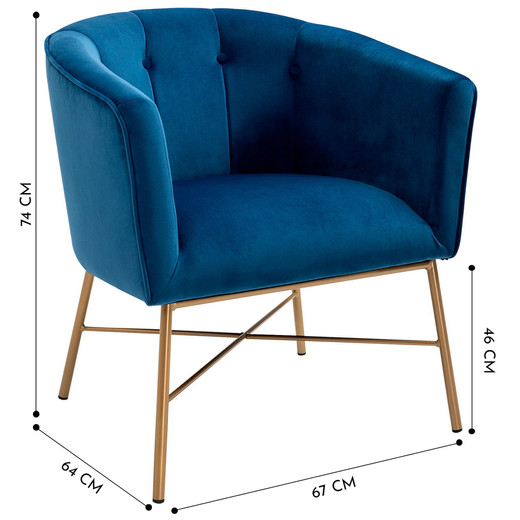 Poltrona Sitial Terciopelo Navona Azul