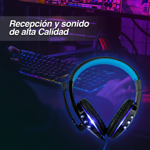 Audífonos Gamer G04L Luces Led con Micrófono Azul