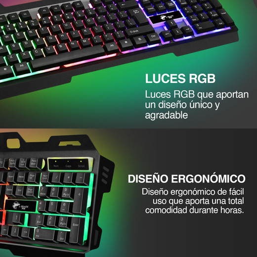 Pack Teclado Metal RGB + Mouse 1600dpi Gamer Negro