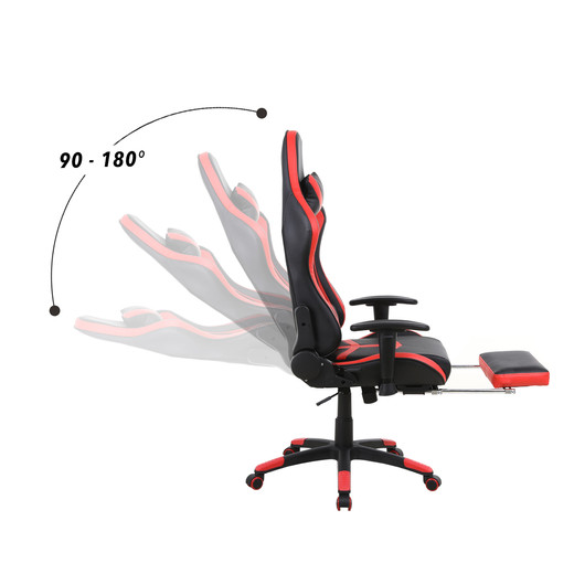 Silla Gamer Racing Reclinable 180° Reposapiés Rojo
