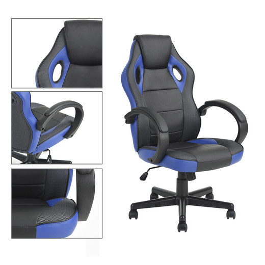 Silla Gamer PU Ergonómica - azul