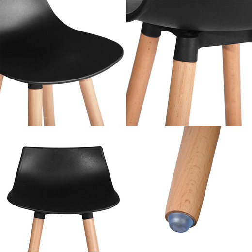 Pack 2 Pisos Bar Patas Madera y Reposapiés Negro