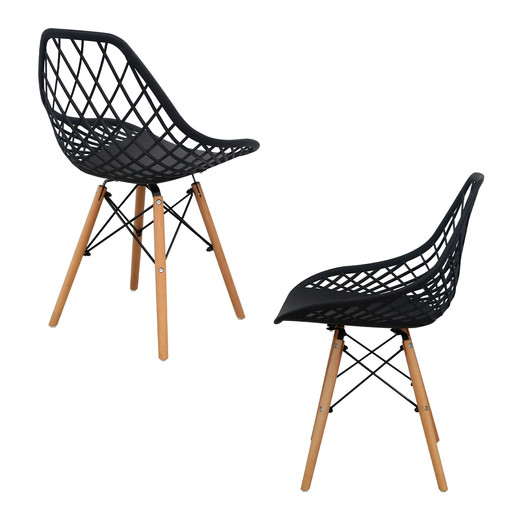 Pack 4 Silla comedor Eames Enrejada Negro