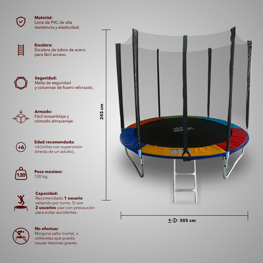 Cama Elástica Trampolín para Niños 10 FT 305 cm