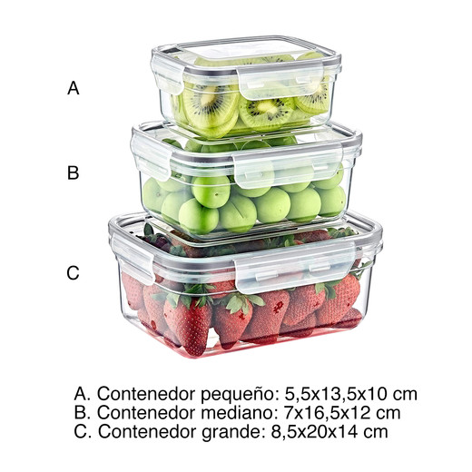Set 3 Pzs Contenedor Hermetico Embox