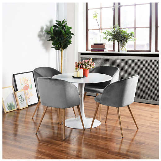Pack 2 Sillas Comedor Lounge Terciopelo Gris