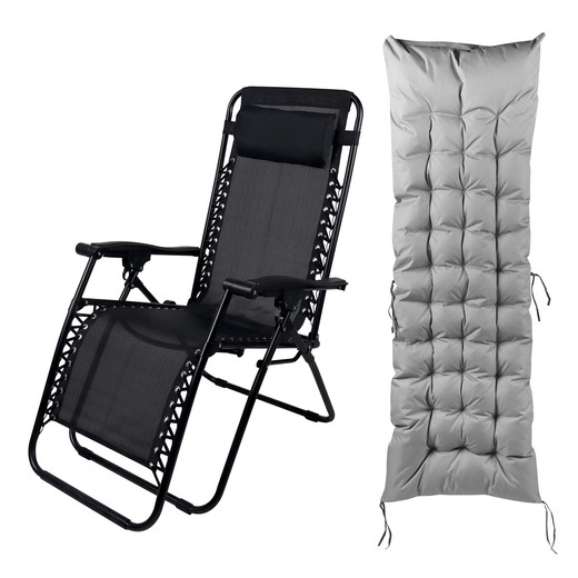 Reposera Plegable con Acolchado - Gris