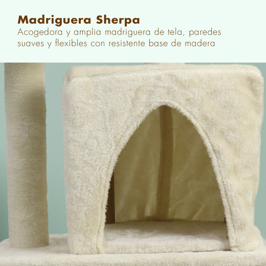 Torre Rascador Para Gatos Casa-Hamaca 113cm Beige