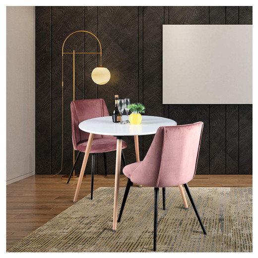 Pack 2 Sillas Comedor Sitial Terciopelo Rosado