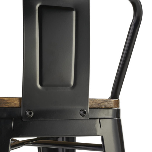 Pack 4 Pisos de Bar Tolix Asiento de Madera Negro