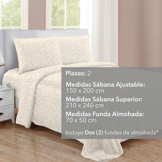 Juego de Sábanas de Microfibra 2 Plazas Flores