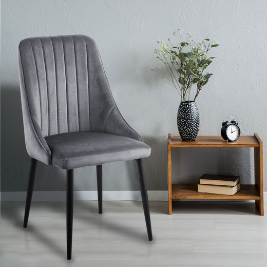 Pack 2 Sillas Comedor Terciopelo Giorgio Gris