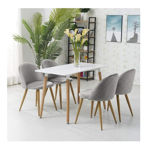 Pack 4 - Silla Terciopelo Vintage - Gris