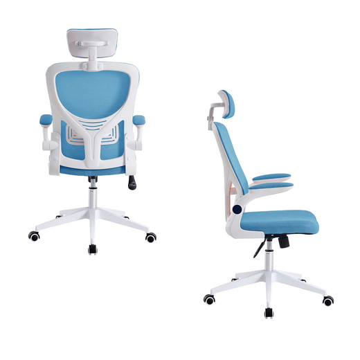 Silla de Oficina con Reposa Brazos y Cabeza Azul