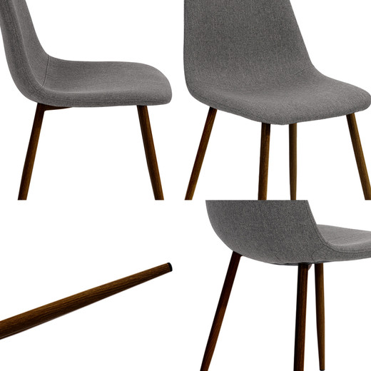 Pack 4 Sillas Comedor Sitial Charlton Tela Gris