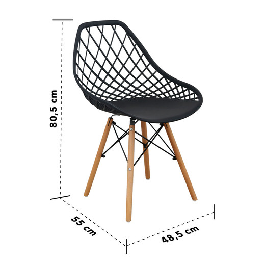 Pack 4 Silla comedor Eames Enrejada Negro