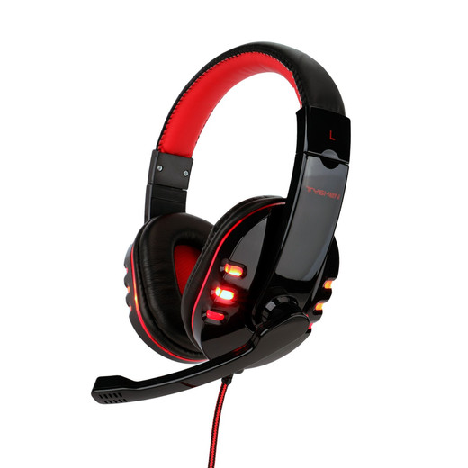 Audífonos Gamer G04L Luces Led con Micrófono Rojo