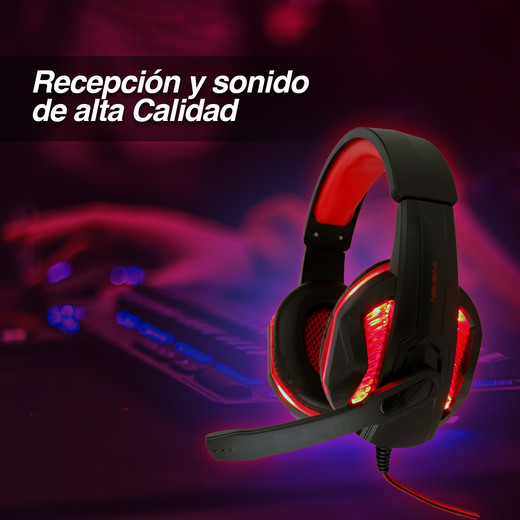 Audífonos Gamer GH05 Luces Led con Micrófono Rojo