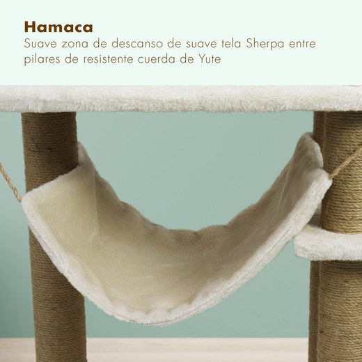 Torre Rascador Para Gatos Casa-Hamaca 113cm Beige
