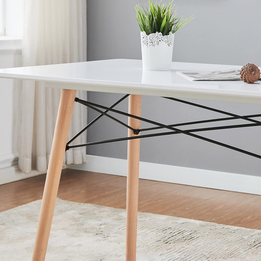 Comedor 4P Nórdico Eames 110X80 + Sillas Tolix Blancas