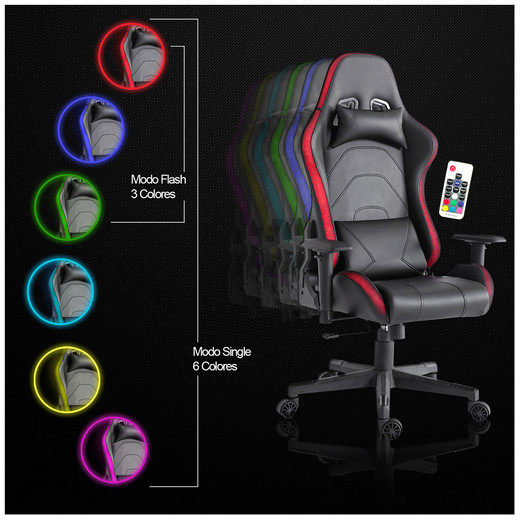 Silla Gamer Lights Game PVC Base Nylon - Negro