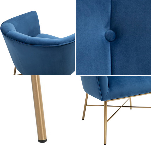 Poltrona Sitial Terciopelo Navona Azul