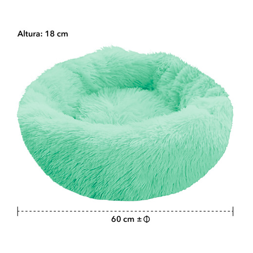 Cama Mascotas Antiestres Circular Felpa M Verde