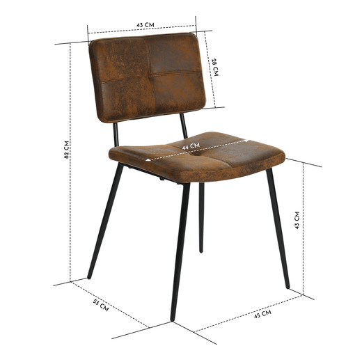 Pack 2 Silla Comedor  Karomi Vintage PU Café